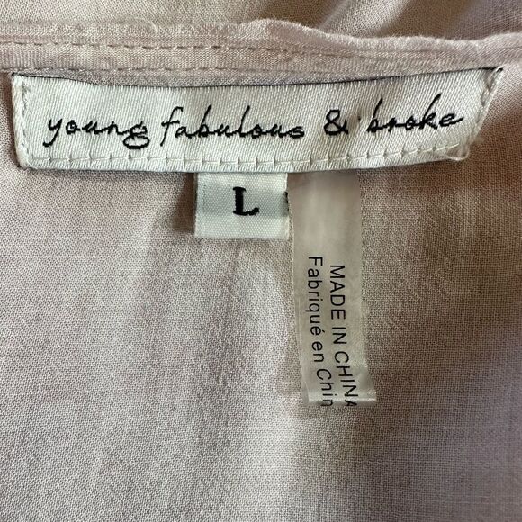 YOUNG FABULOUS & BROKE Women's Russo Ruffle Sleeve Button-Up Blouse Pink Large - Picture 4 of 10